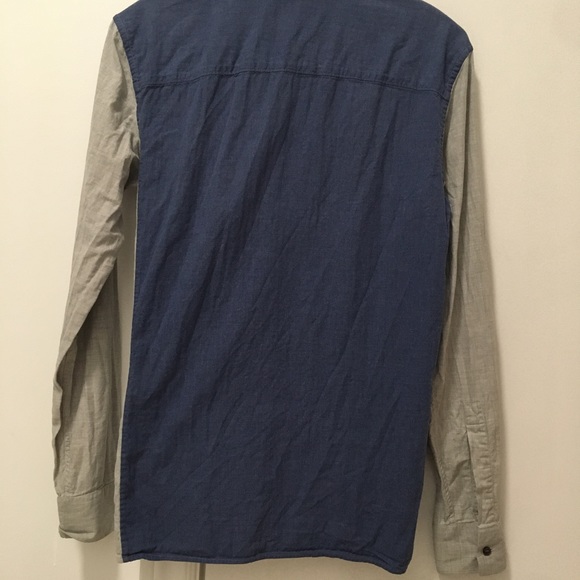 fred perry men’s 91cm 61” gray collar button up long sleeve navy back comfy wear - Picture 2 of 5